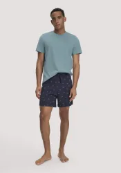 hessnatur Herren Schlafshorts PURE COTTON aus Bio-Baumwolle - blau - Größe S