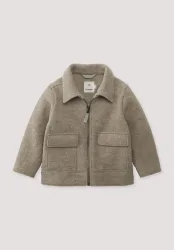 hessnatur Kinder Walkjacke aus Bio-Merinowolle - grau Grösse134/140