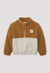 hessnatur Kinder Fleece Sweatshirt DIE MAUS Regular aus Bio-Baumwolle - braun - Größe 122/128