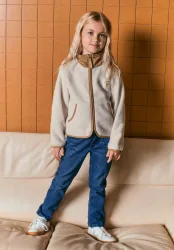 hessnatur Kinder Fleecejacke DIE MAUS regular aus Bio-Baumwolle - beige - Größe 110/116