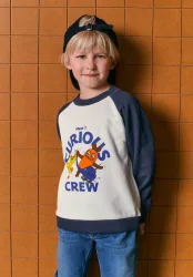hessnatur Kinder Sweatshirt DIE MAUS Relaxed aus Bio-Baumwolle mit recycelter Baumwolle - blau - Größe 122/128