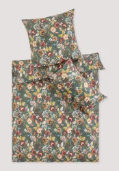 hessnatur Satin Bettwäsche Set VANESSA aus Bio-Baumwolle - grün - Größe 135x200 / 80x80 cm
