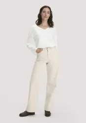 hessnatur Damen Jeans ALVA Wide Leg UNDYED aus Bio-Baumwolle mit Recycled-Baumwolle - natur - Größe 28/34
