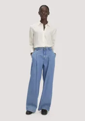 hessnatur Damen Jeans Wide Leg mit Bundfalten aus Bio-Baumwolle TENCEL™ Lyocell - blau Grösse34