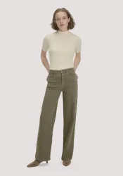 hessnatur Damen Jeans ALVA Wide Leg GARMENT DYE aus Bio-Baumwolle mit recycelter Baumwolle - grün - Größe 33/32