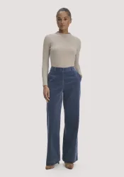 hessnatur Damen Cordhose Wide Leg Relaxed aus Bio-Baumwolle - blau - Größe 40
