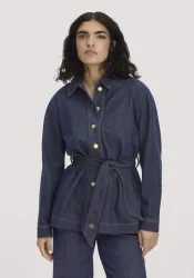 hessnatur Damen Jeansjacke Relaxed aus Bio-Denim - blau - Größe 46