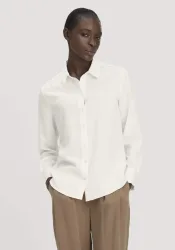 hessnatur Damen Bluse Relaxed aus TENCEL? Lyocell - weiß - Größe 40
