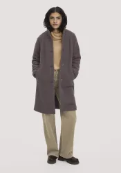 hessnatur Damen Wollfleece Mantel Regular aus Bio-Merinowolle - lila Grösse46