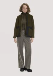hessnatur Damen Cordhose Wide Leg Relaxed aus Bio-Baumwolle - grün - Größe 40
