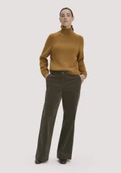 hessnatur Damen Cordhose Wide Leg Relaxed aus Bio-Baumwolle - grün - Größe 34