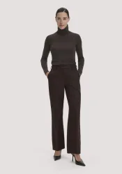 hessnatur Damen Wollhose Straight Leg Relaxed aus Bio-Merinowolle - braun - Größe 42