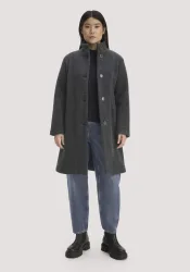 hessnatur Damen Wollfleece Mantel Regular aus Bio-Merinowolle - grau Grösse38