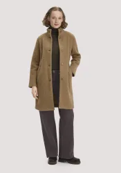 hessnatur Damen Wollfleece Mantel Regular aus Bio-Merinowolle - braun Grösse38