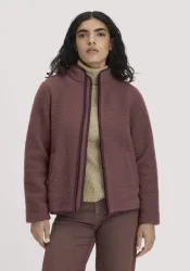 hessnatur Damen Wollfleece Jacke Oversized aus Bio-Merinowolle - rot GrösseL