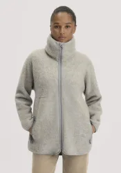 hessnatur Damen Wollfleece Jacke Oversize aus Bio-Merinowolle - grau GrösseXL