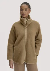 hessnatur Damen Wollfleece Jacke Oversize aus Bio-Merinowolle - braun - Größe XL