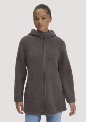 hessnatur Damen Wollfleece-Jacke mit Kapuze Regular aus Bio-Merinowolle - lila GrösseL