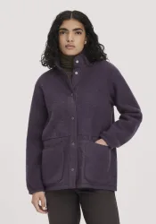 hessnatur Damen Wolfleece Jacke Patch Relaxed aus Bio-Merinowolle - lila GrösseM