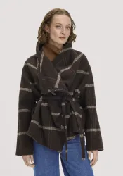 hessnatur Damen Poncho-Jacke Relaxed aus Rhönwolle und europäischer Schurwolle - braun GrösseS