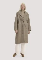 hessnatur Damen Mantel mit Schalkragen Relaxed aus Rhönwolle - beige - Größe 44