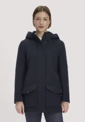 hessnatur Damen Parka Kapuze Regular aus Schurwolle - blau Grösse40
