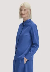 hessnatur Damen Bluse Relaxed aus Bio-Baumwolle - blau - Größe 42