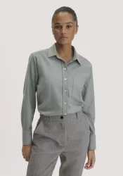 hessnatur Damen Flanell Bluse Relaxed aus Bio-Baumwolle mit TENCEL? Lyocell - blau - Größe 48