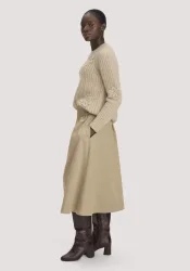 hessnatur Damen Rock Midi aus Bio-Baumwolle - beige - Größe 36