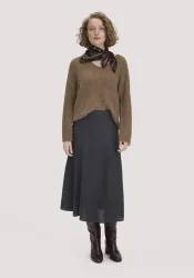 hessnatur Damen Gewebe Rock Midi aus TENCEL? Lyocell - schwarz - Größe 36