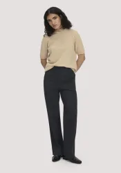 hessnatur Damen Hose Straight Leg Relaxed aus TENCEL? Lyocell mit Bio-Baumwolle - schwarz - Größe 48