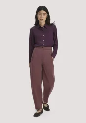 hessnatur Damen Barrel-Leg Hose Relaxed aus TENCEL? Lyocell mit Bio-Baumwolle - rot - Größe 40