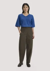hessnatur Damen Barrel-Leg Hose Relaxed aus TENCEL? Lyocell mit Bio-Baumwolle - grün - Größe 40