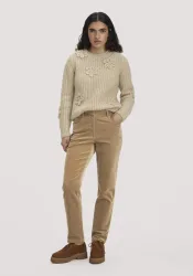 hessnatur Damen Gewebe Cord Hose Straight Leg aus Bio-Baumwolle - braun - Größe 46