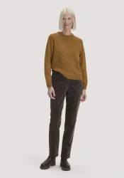 hessnatur Damen Gewebe Cord Hose Straight Leg aus Bio-Baumwolle - braun - Größe 46