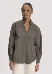 hessnatur Damen Cord-Bluse Regular aus Bio-Baumwolle - grün Grösse38
