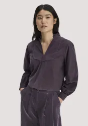 hessnatur Damen Cord-Bluse Regular aus Bio-Baumwolle - lila - Größe 46