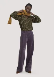 hessnatur Damen Cordhose Wide Leg aus Bio-Baumwolle - lila - Größe 40
