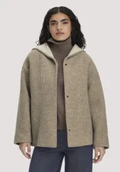 hessnatur Damen Rhönjacke Oversized aus Rhönwolle und Schurwolle - beige - Größe 34