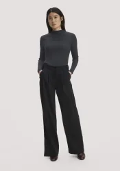 hessnatur Damen Gewebe Hose Wide Leg aus TENCEL? Lyocell - schwarz - Größe 34