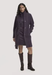 hessnatur Damen Wollfleece Mantel Regular aus Bio-Merinowolle - lila Grösse34