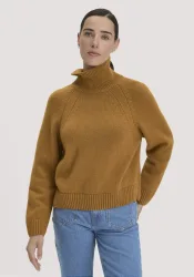hessnatur Damen Strick Pullover Relaxed aus Bio-Merinowolle mit Bio-Baumwolle - orange GrösseXS
