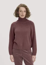 hessnatur Damen Strick Pullover Relaxed aus Bio-Merinowolle mit Bio-Baumwolle - rot GrösseL