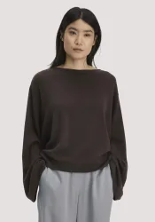 hessnatur Damen Strick Pullover Oversize aus Bio-Merinowolle mit Cashmere - braun Grösseonesize
