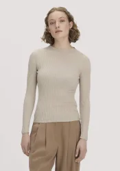 hessnatur Damen Strick Pullover Fitted aus TENCEL? Lyocell mit Bio-Baumwolle - beige - Größe L