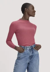 hessnatur Damen Strick Pullover Fitted aus TENCEL? Lyocell mit Bio-Baumwolle - rot - Größe XXL