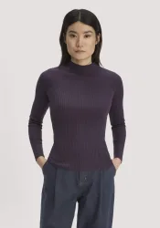 hessnatur Damen Strick Pullover Fitted aus TENCEL? Lyocell mit Bio-Baumwolle - lila - Größe XS