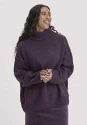 hessnatur Damen Strick Pullover Oversize aus Bio-Merinowolle mit Bio-Baumwolle - lila - Größe onesize