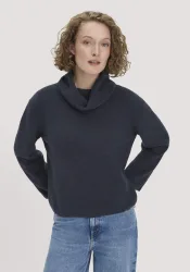 hessnatur Damen Strickpullover Relaxed aus Bio-Baumwolle - blau - Größe L