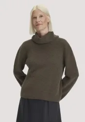 hessnatur Damen Strickpullover Relaxed aus Bio-Baumwolle - grün - Größe L